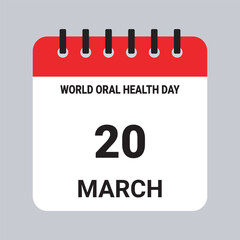 Vector Illustration of Calendar Date March 20, World Oral Health Day on Grey Background