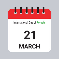 Vector Illustration of Calendar Date March 21, International Day of Forests on Grey Background
