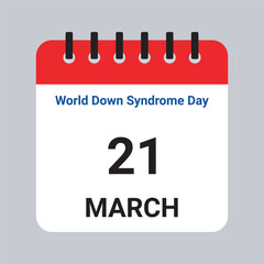 Vector Illustration of Calendar Date March 21, World Down Syndrome Day on Grey Background