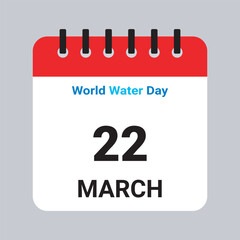 Vector Illustration of Calendar Date March 22, World Water Day on Grey Background