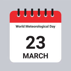 Vector Illustration of Calendar Date March 23, World Meteorological Day on Grey Background