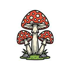 A cute vector illustration of a round-shaped pink mushroom with a soft and playful style.