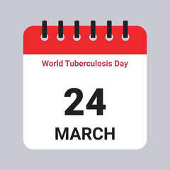 Vector Illustration of Calendar Date March 24, World Tuberculosis Day on Grey Background