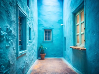 Light Blue Product Presentation Background: Tilt-Shift Plaster Wall with Window Light & Shadows