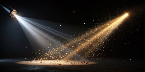 Light Beam Cutting Through Darkness, Dust Particles Illuminated