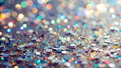 Light Silver Glitter Confetti Background Stock Photo - Festive Sparkle Texture
