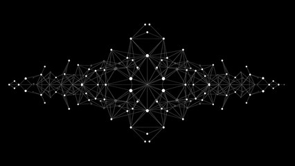 Abstract Network of Glowing Dots and Lines on a Dark Background.