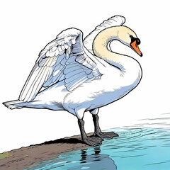 vertical shot swan pond illustration