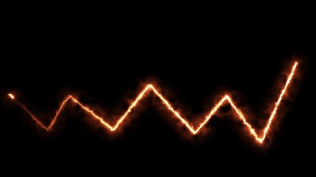 Fiery zigzag line chart motion