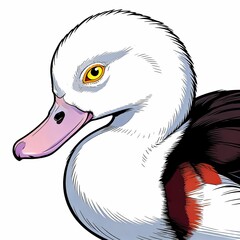 white duckling with pale yellow eyes illustration