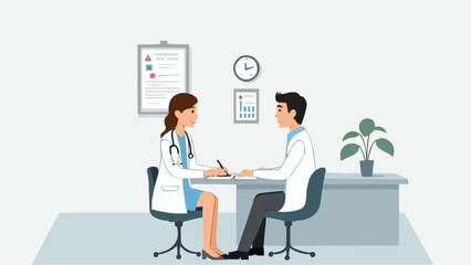 Doctor Consulting Patient in Medical Clinic &ndash; Professional Vector Illustration