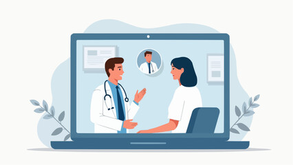 Doctor Consulting Patient via Telemedicine &ndash; Digital Healthcare Vector Illustration