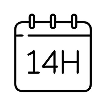 Calendar icon showing date 14H in minimalist style  