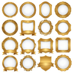 Set of  circle and flower shaped frames for high quality tags and premium quality isolated on wite background image. stock file, 