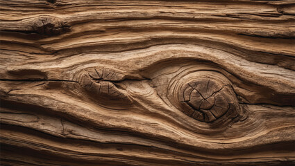 Close-up of wood grain with knots and weathered texture. Wood background with a natural, organic and textured pattern. © shazam