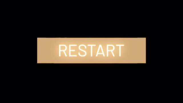 Restart glitch text effect cimematic title yellow light animation abstract background. element for Isolated transparent video animation text with alpha channel using Quick time prores 444