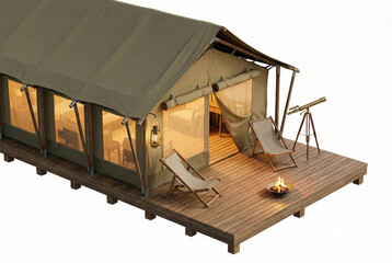 Isometric Luxury Safari Glamping Tent