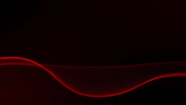minimalist abstract glowing neon bright red wave lines background motion design, colorful moving line waves crossed each other wave wrap technology presentation blank empty frame on black backdrop 