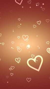 Vintage Style Romantic Scene With Shimmering Accents, Soft Golden Backdrop Featuring Drifting Hearts And Gentle Light Effects