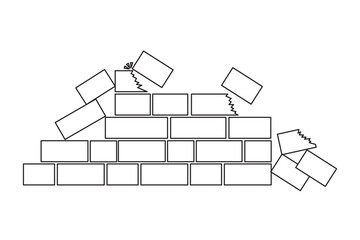 Brick wall build stack stonewall business house. Brick stone icon wall construction architecture vector isolated icon. Eps 10.