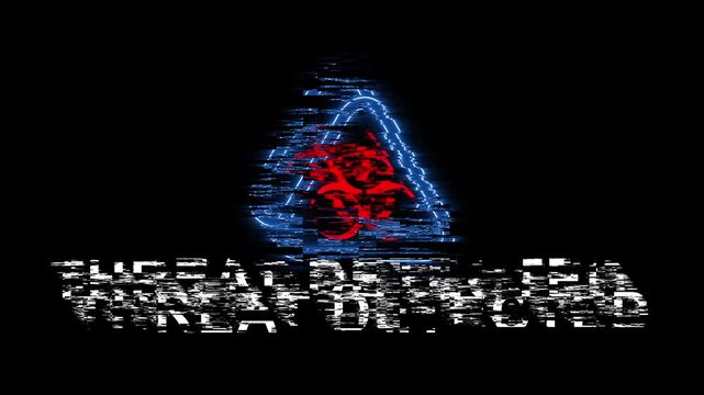 Biohazard warning sign with threat detected text on black background biohazard symbol danger