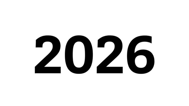 Dynamic display of the year 2026 with subtle fading effects and varying opacity