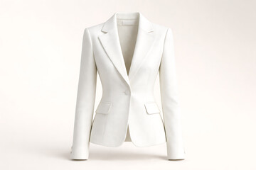 Elegant white tailored blazer for women with a single button closure and slim fit design suitable for professional business attire and formal occasions