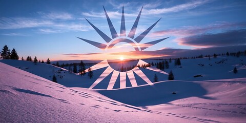 Sunset over snowy landscape