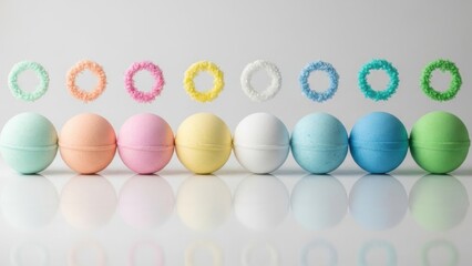 Colorful bath bombs and scrubbies on display