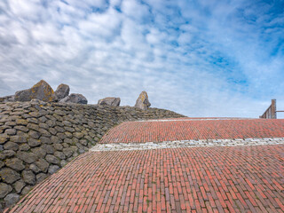 Sea dike at Noordpolderzijl, Groningen province, The Netherlands