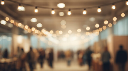 Vibrant Market With Sparkling Lights, Lively Indoor Shopping Area With Cozy Glowing Light Ambiance