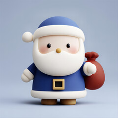 3d Christmas Santa Claus holding a gift sack for holiday greeting design in a soft and minimal style