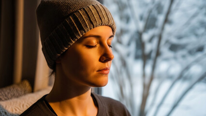 Mindful Meditation in Cozy Winter Setting