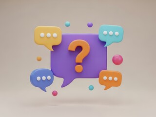 Frequently asked questions and chat bubbles with question mark