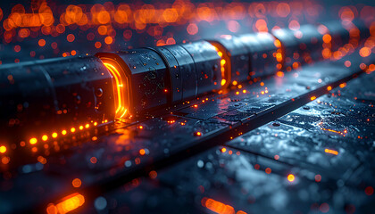 Digital Data Stream: The image captures a network of digital data streams, with intricate details and a vibrant glow.