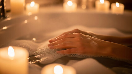 Cozy Winter Bath with Candles and Steam