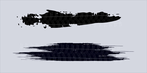 Auto tire tread grunge element. Car and motorcycle tire pattern, wheel tyre tread track. Black tyre print. Vector illustration isolated on white background.