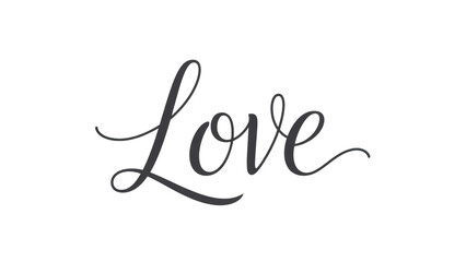 Elegant dark grey cursive calligraphy word Love on black background lettering