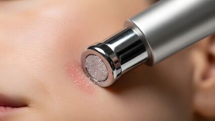 Close up of Advanced Skin Rejuvenation Device Performing Treatment on Facial Skin