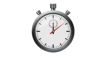 Silver stopwatch with red second hand on black background