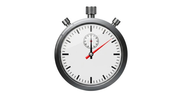 Silver stopwatch with red second hand on black background