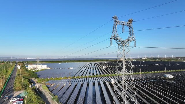 aerial view solar power station