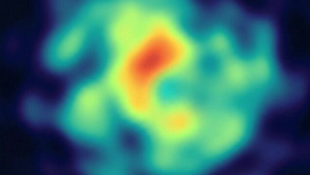 Abstract blurred heatmap visualization of data distribution with vibrant color gradients of red, orange, yellow, green, and blue