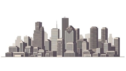 Fototapeta premium Cityscape of modern buildings against white backdrop