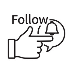 Social Media Follow Button Hand Cursor Vector Icon