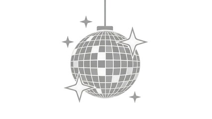 Disco ball icon with stars on white background
