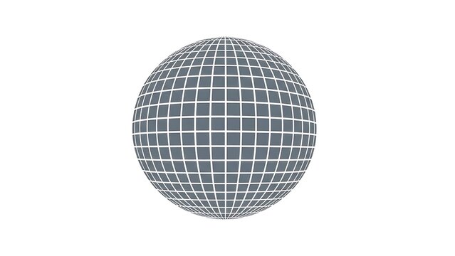 Geometric grid sphere on white background abstract design