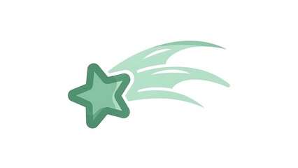 Obraz premium Green star with trail icon illustration isolated