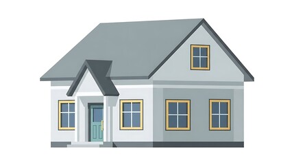 House illustration isolated home exterior on white background