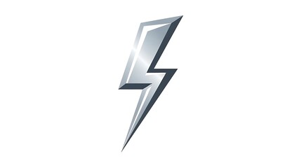 Metallic lightning bolt icon symbol isolated on white